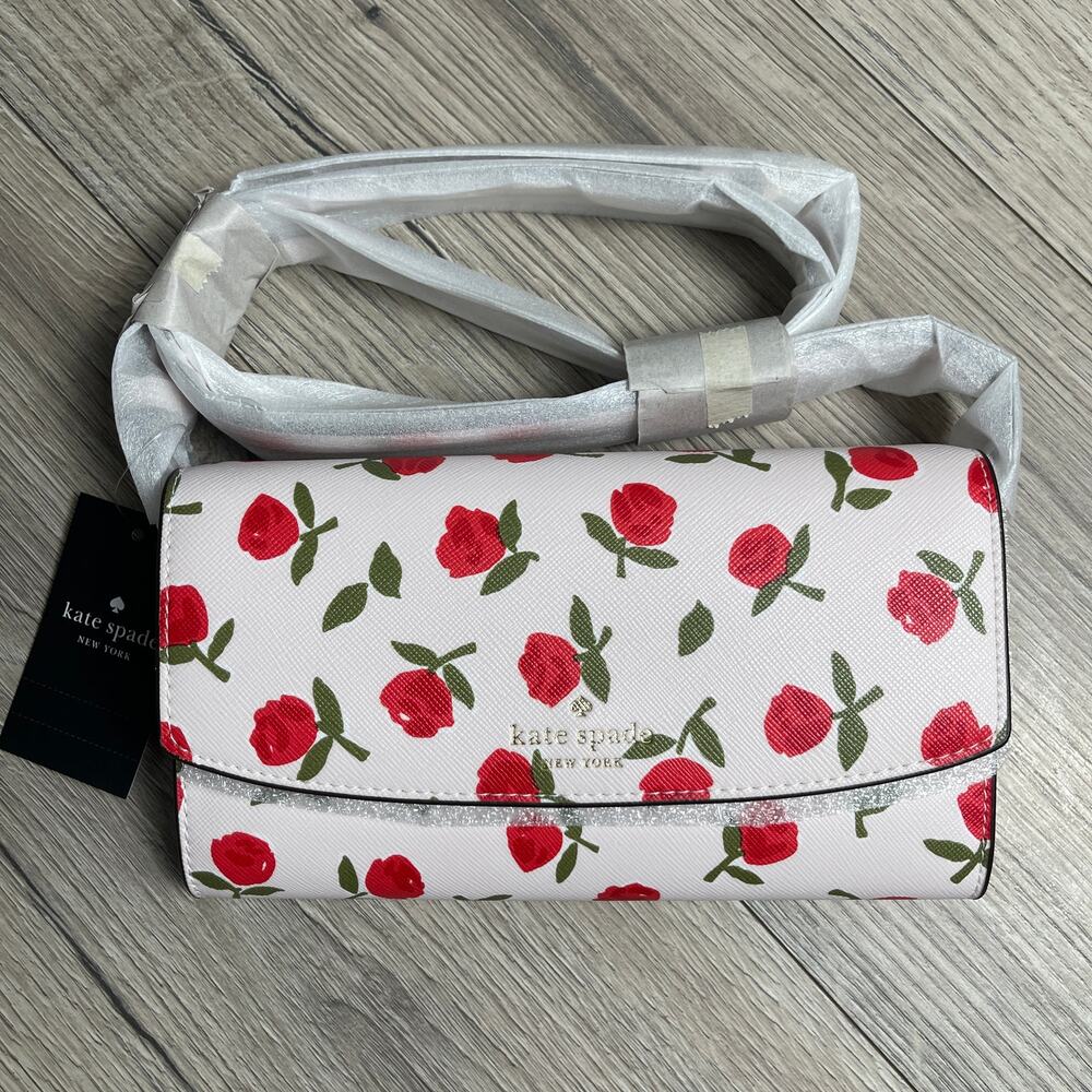 Kate Spade Dana Small Flap Crossbody Bag - Red Rose Multi - KE622 - $249